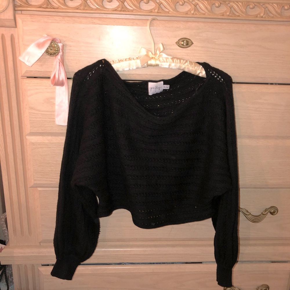 Princess Polly Black Crop Knit sweater